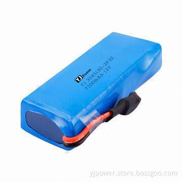 12V Li-Polymer Battery Pack, 7,500mAh with 27 x 45 x 131.5mm Size and 375g